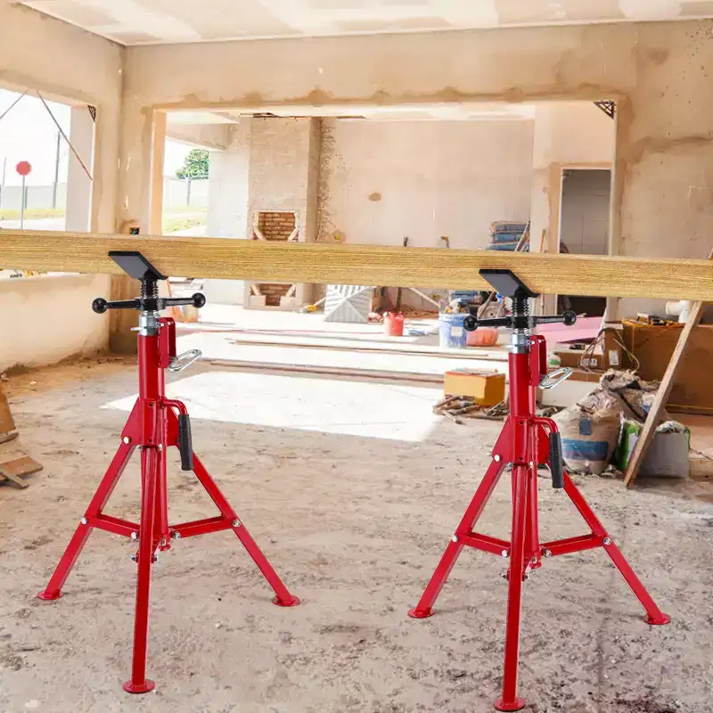 Heavy-Duty Pipe Jack Stand, Adjustable Tripod V-Head Support for 1/8 to 12 Pipes