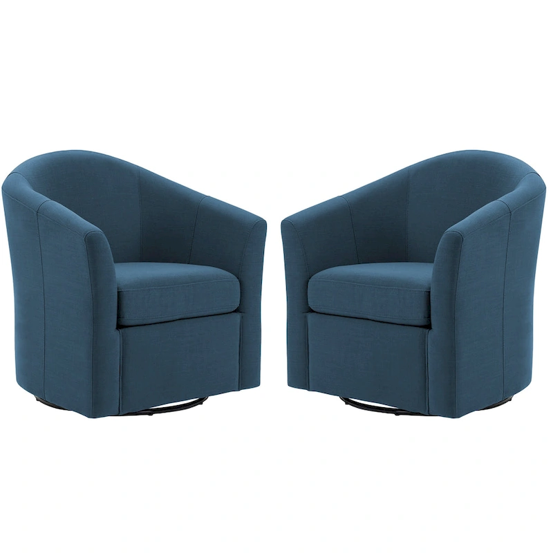 Ensemble de 2 fauteuils pivotants modernes rembourrés de style tonneau, fauteuils d'appoint pour salon