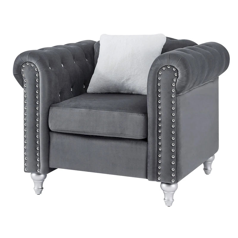 Velvet Crystal Accent Chair