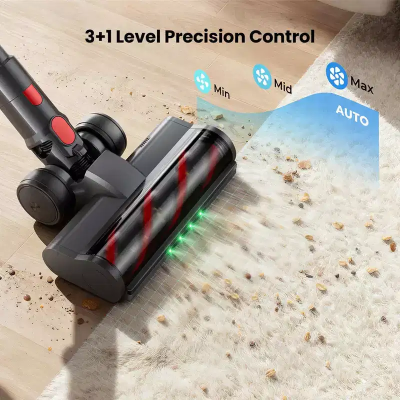 Yaber P20 Cordless Vacuum Cleaner, 52Min Runtime,4-Stage HEPA Filtration, Tangle-Free for Pet Hair Carpet Hard Floor (2600 sqft Coverage)