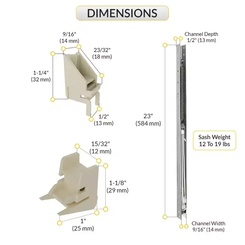 Brixwell 60-223-1 Window Channel Balance With 60-501A Bottom And 60-507A Top Sash Guide Aluminum