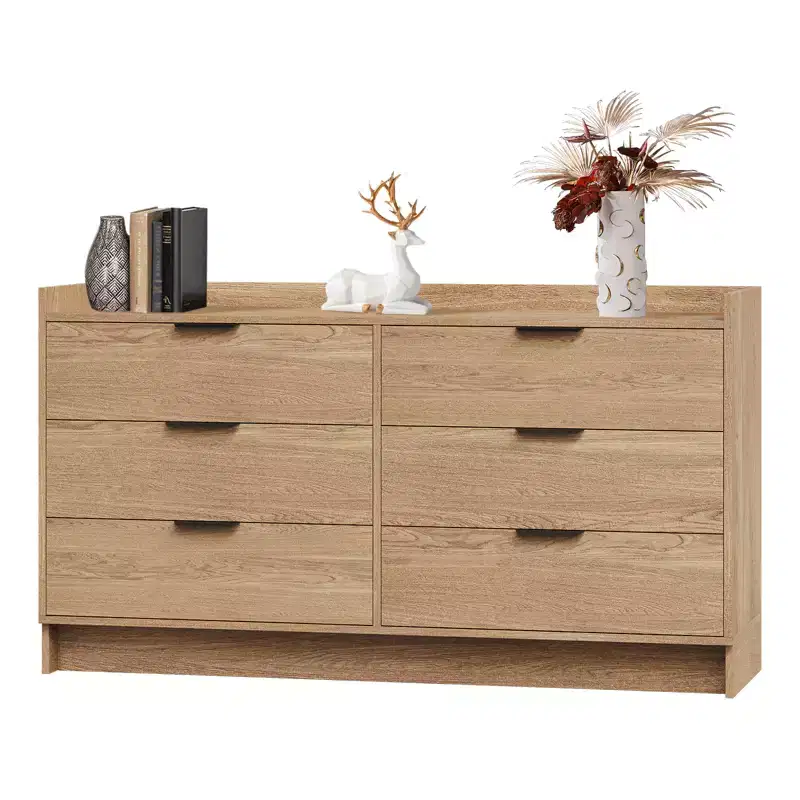 6 Drawer Dresser for Bedroom, 52.5 Modern Wooden Chest of Drawers, Closet Organizer & TV Stand for Living Room, Hallway and Bedroom Furniture