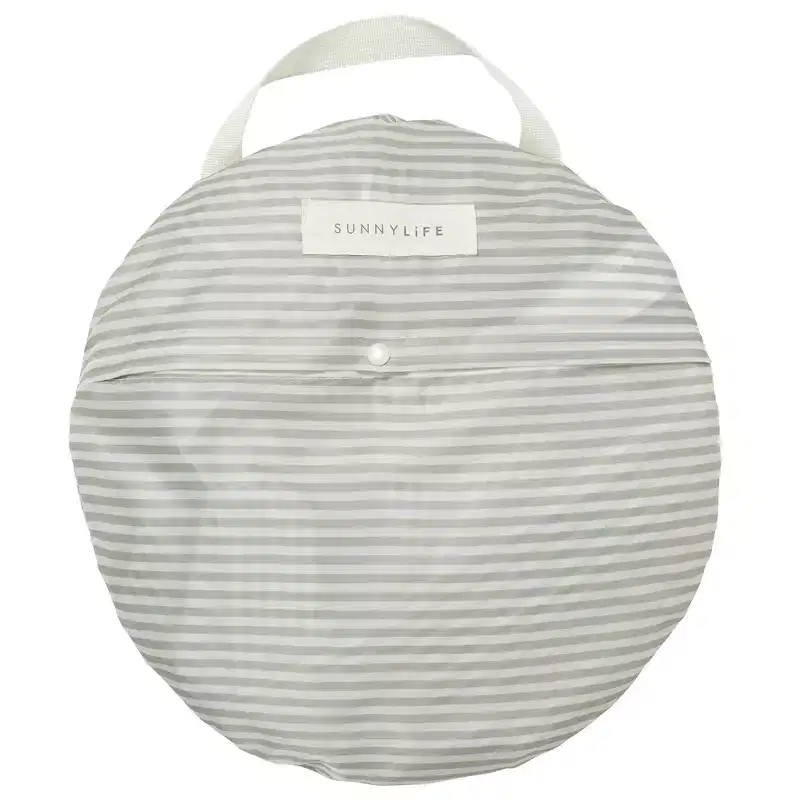 Sunnylife: Solo Sun Shader-La Palma Sage Stripe,Lay Flat Lounger,UPF50