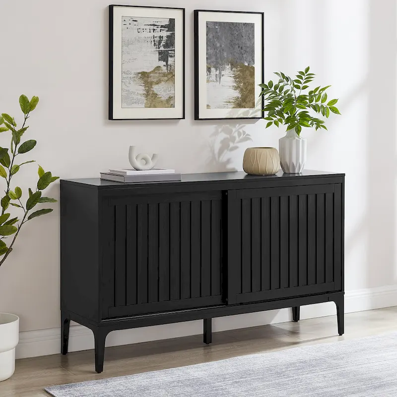 Mid-Century Modern Sideboard with Sliding Doors and Storage