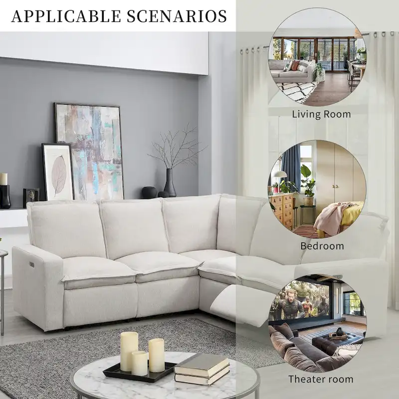 L-Shaped 5-Seater Power Recliner Sofa with USB Port