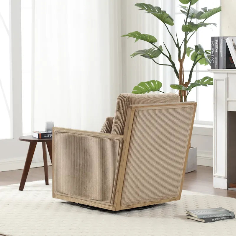 360° Swivel Barrel Accent Chair | Hardwood Frame | Foam Cushion | 300 lb | 26.77H