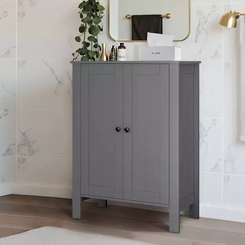Bathroom Floor Storage Cabinet, Freestanding Bathroom Storage Unit with 2 Adjustable Shelves, 11.8 x 23.6 x 31.5 Inches
