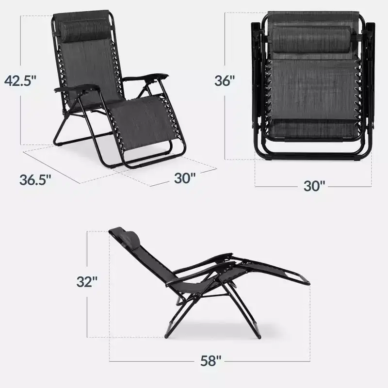 Best Choice Products Set of 2 Extra Wide Zero Gravity Lounge Chair Recliners w/ Cup Holder - Gray