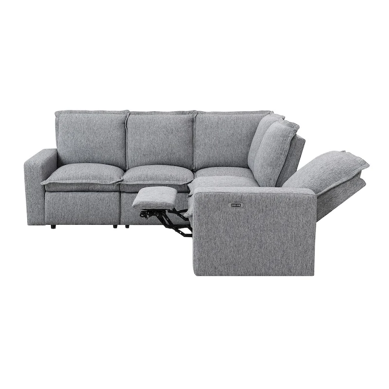 L-Shaped 5-Seater Power Recliner Sofa with USB Port