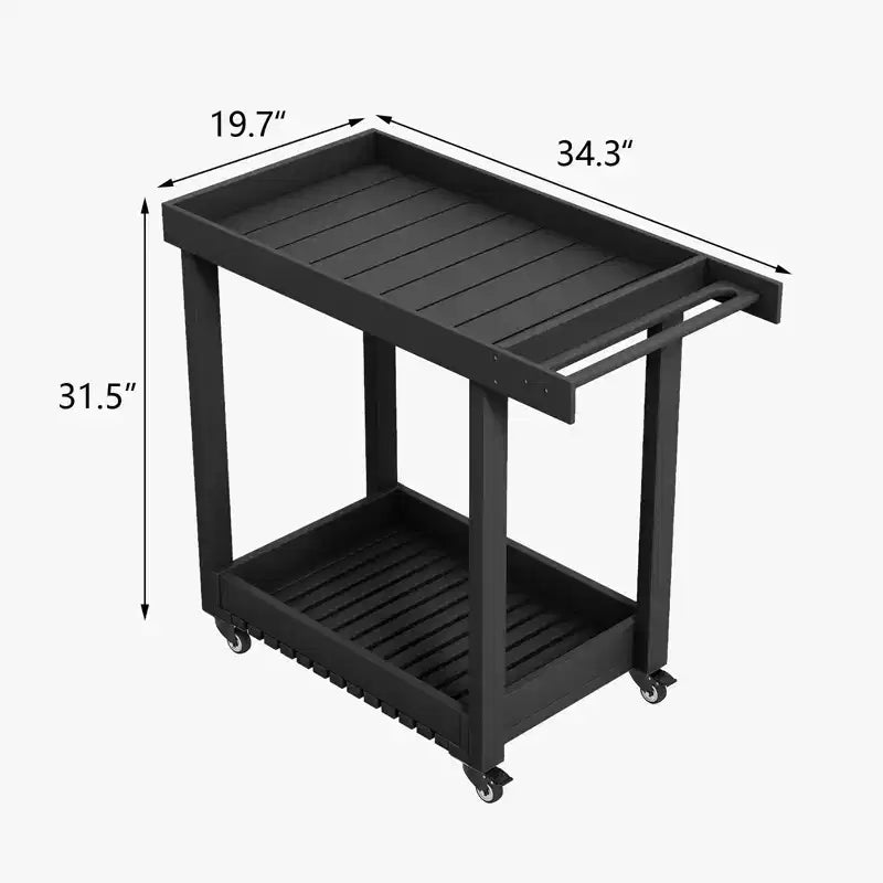 2-Shelf Utility Service Cart 500 Lbs Capacity, Ideal for Home, Office, Patio, and BBQ