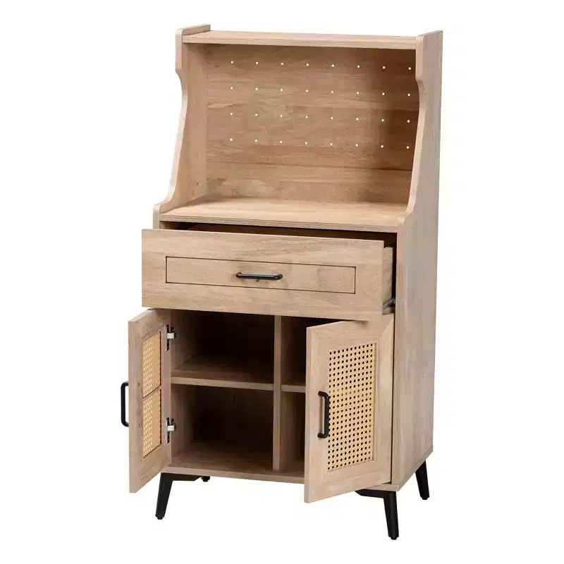 Baxton Studio Pavone Wood Kitchen Cabinet Oak Brown/Black