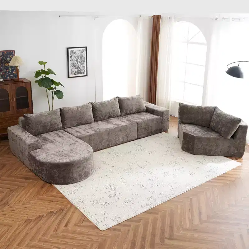142W Oversized Modular Sofa, Upholstered Cloud Sectional Sofa Couches for Living Room -ModernLuxe