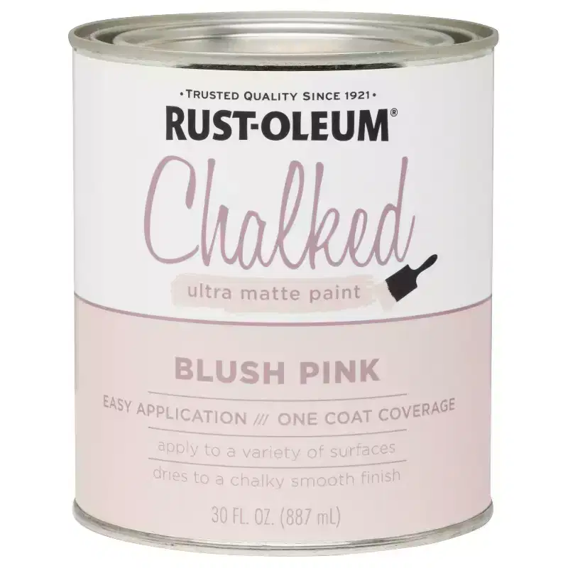 Rust-Oleum 2pk Chalked Paint Quart Blush Pink: Interior Water-Based Paint & Primer, Heathered Pink, Wood Application