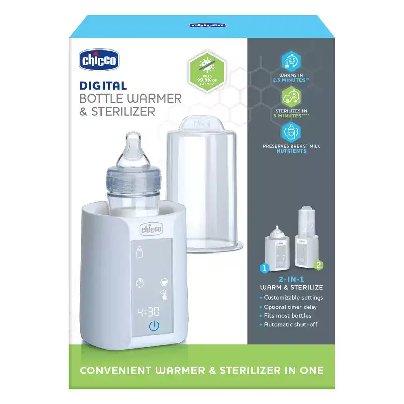 Chicco Digital Bottle Warmer and Sterilizer: Alarm Sound, Digital Display, Automatic Shut-Off, BPA-Free