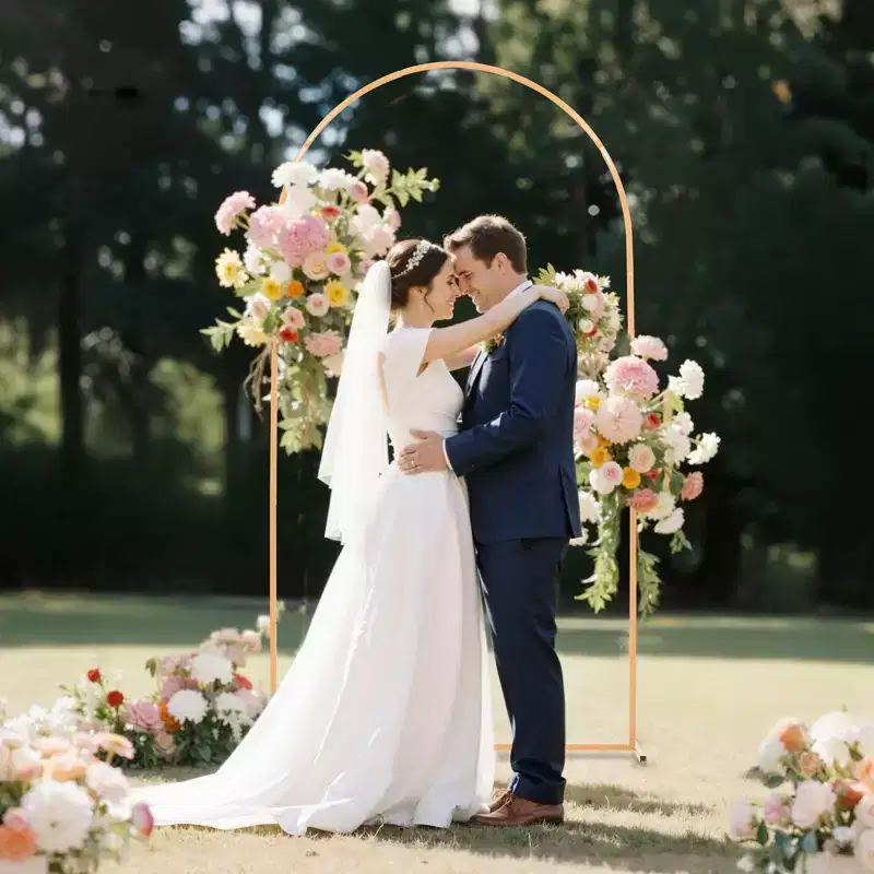 VEVOR Arch Backdrop Stand, 7.2 x 4 ft, Stable Structure, Easy Assembly, 1 Set Gold Metal Arch Backdrop Stand for Wedding, Birthday Party, Gold