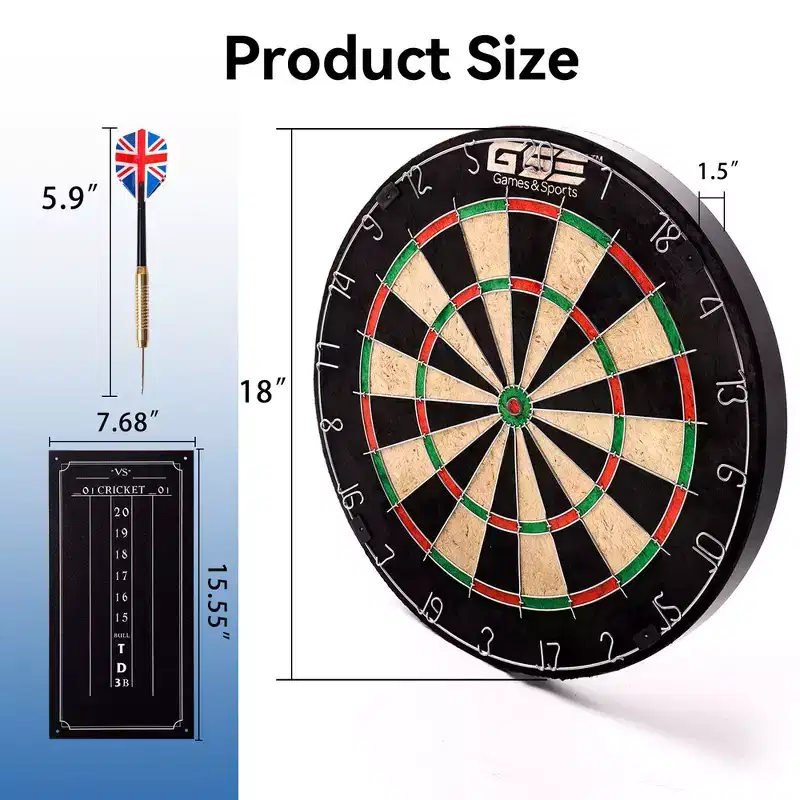 GSE 18 Pro Bristle/Sisal Dartboard Set with Six 17 Grams Steel Tip Darts & Dart Board Game Scoreboard