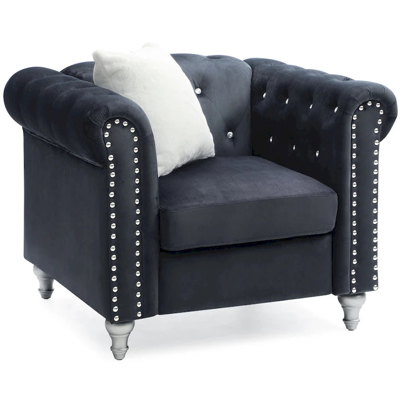 Velvet Crystal Accent Chair
