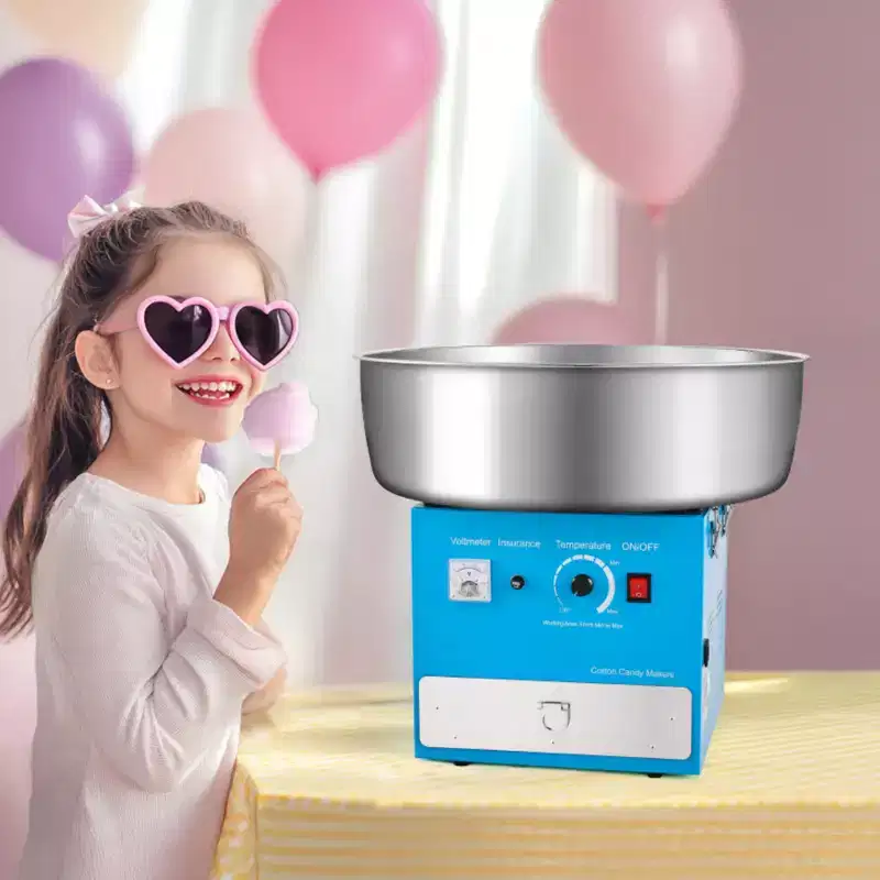 VEVOR Electric Cotton Candy Machine, 1000W Commercial Candy Floss Maker with 20.5 in Stainless Steel Bowl, Sugar Scoop, and Drawer, Blue