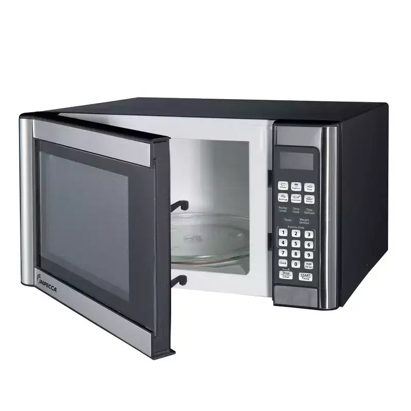 Impecca 1.1 Cu Ft Countertop Microwave Oven, 1000W w/ 10 Power Levels and LED Digital Display, Stainless Steel