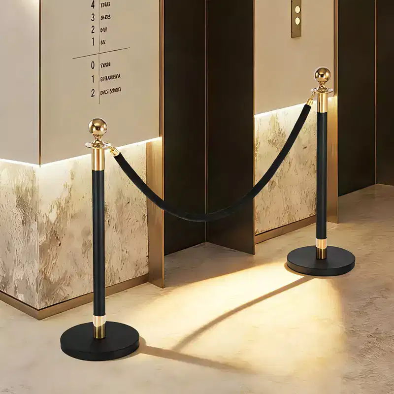 VEVOR 2 Pcs Black Velvet Stanchion Ropes, 5 ft Crowd Control Stanchion Black Velvet Ropes with Gold Hooks, Post Queue Barrier Carpet Rope,Black