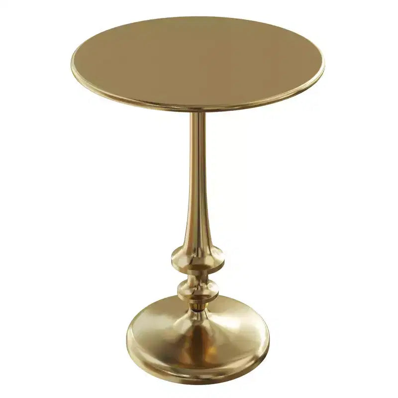 Iron Pedestal Side Table with Antiqued Brass Finish Vintage Living Room Furniture