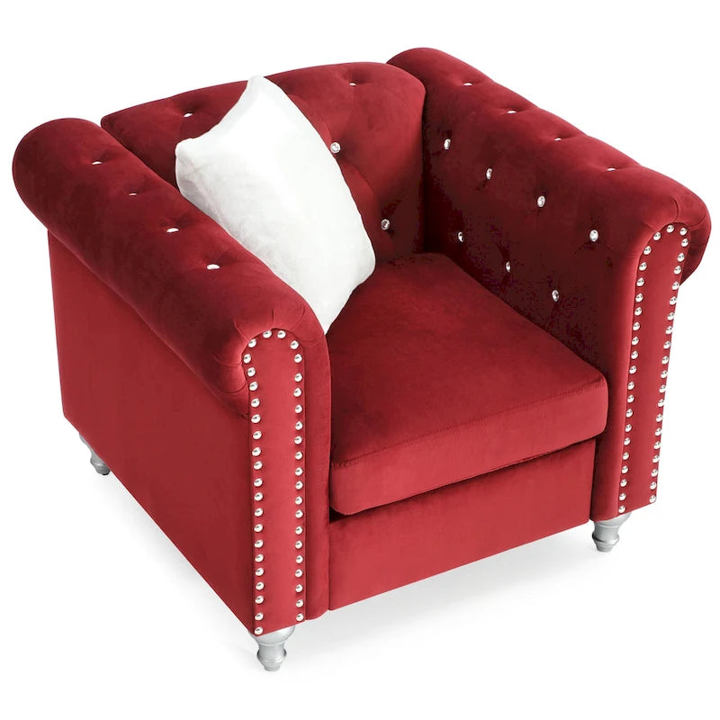 Velvet Crystal Accent Chair