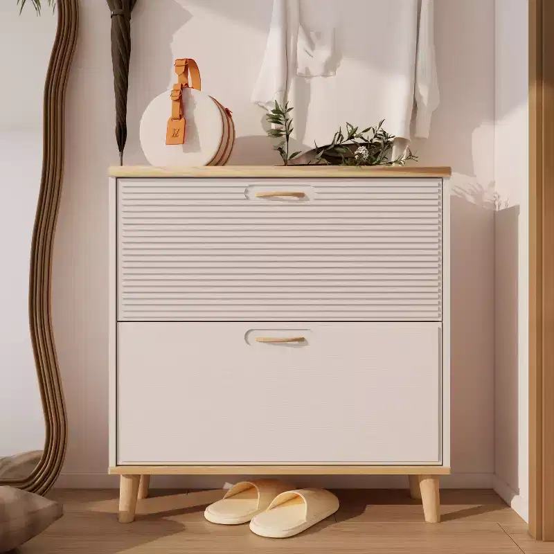 Freestanding Shoe Cabinet – 2 Flip Drawers & Adjustable Shelf, Ultra-Slim 9.45