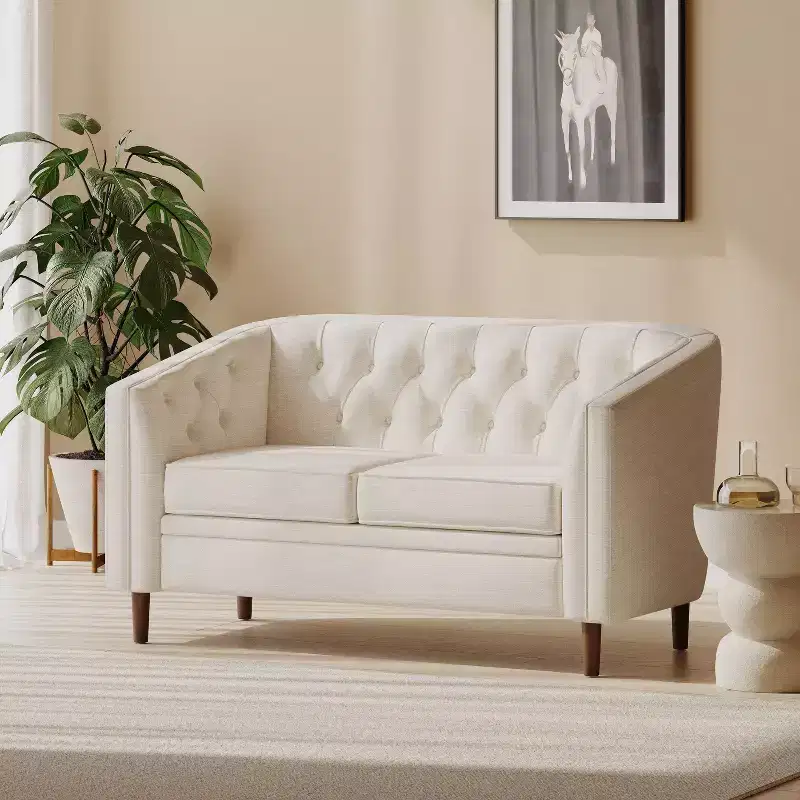 Christopher Knight Home Cantrell Tufted Loveseat Beige/Espresso