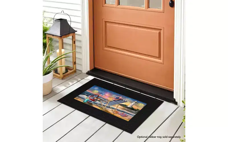 Briarwood Lane Summer 4th of July Oceanside Fireworks Mini Mat 22x10 Indoor Outdoor For 4th of July Doormat