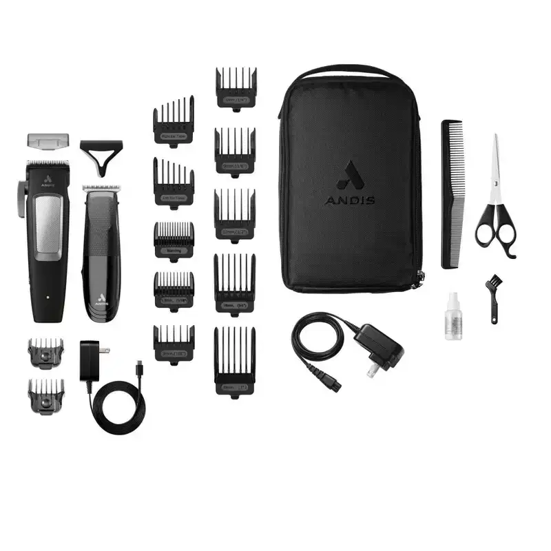 Andis inCred Clipper & Cordless T-Blade Lithium Trimmer Kit - 23pc: For All Hair Types, Electric & Battery Operated
