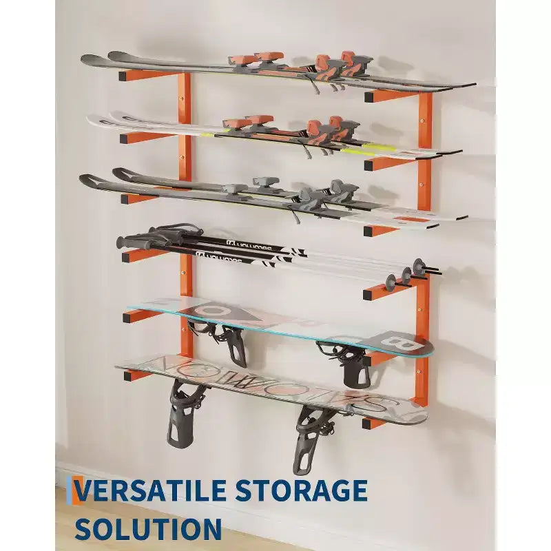 Heavy Duty Steel Lumber Storage Rack Set - 3-Tier Wall Mounted Shelf Organizer, 200LB Capacity Per Tier, Orange Metal Racks for Garage, Workshop