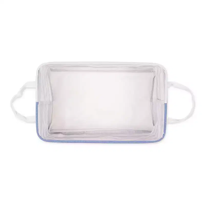 Design Imports Set of 2 Rectangle L 10.5 x 17.5 x 10 Pe Coated Cotton Poly Laundry Bins Stripe French Blue