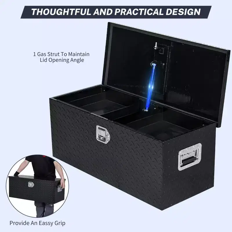 36 Heavy Duty Black Truck Bed Tool Box C Lockable Storage Organizer for Pickup Trucks, RVs & Trailers