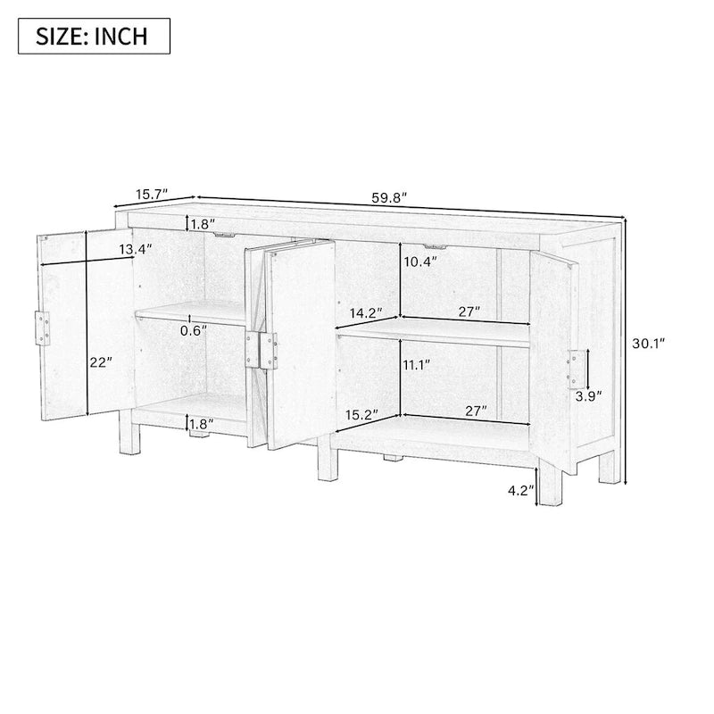 60 Sideboard Cabinet with Adjustable Shelves