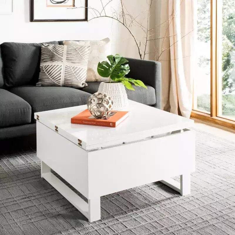 Vanna Lift - Top Coffee Table - FOX2233A - White - Safavieh Couture