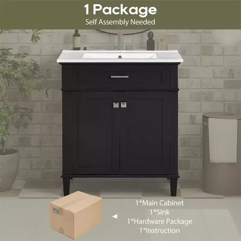 Bathroom Vanity Cabinet With Top Sink, Modern Bathroom Storage Organizer With 2 Soft-close Doors, Adjustable Shelves, Bathroom Vanities