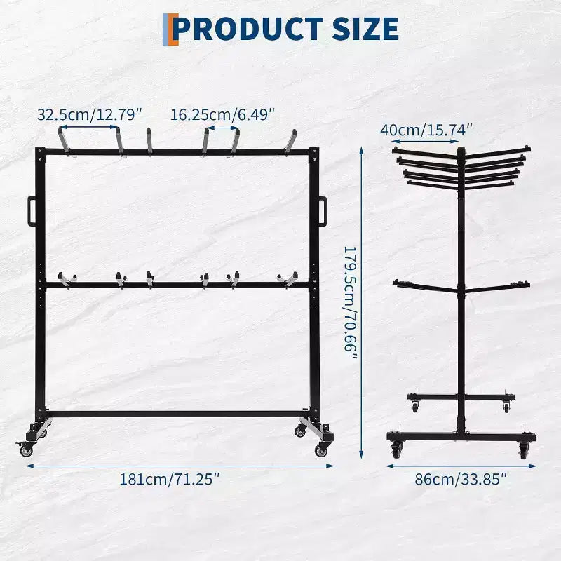 Heavy-Duty Folding Chair and Table Cart,Holds 42 Chairs or 12 Tables, 400 lbs Capacity Multi-Function Flatbed Dolly with Swivel Wheels, Elastic Cords