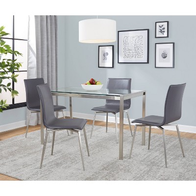 LumiSource 5pc Fuji Mason Swivel Dining Set Stainless Steel