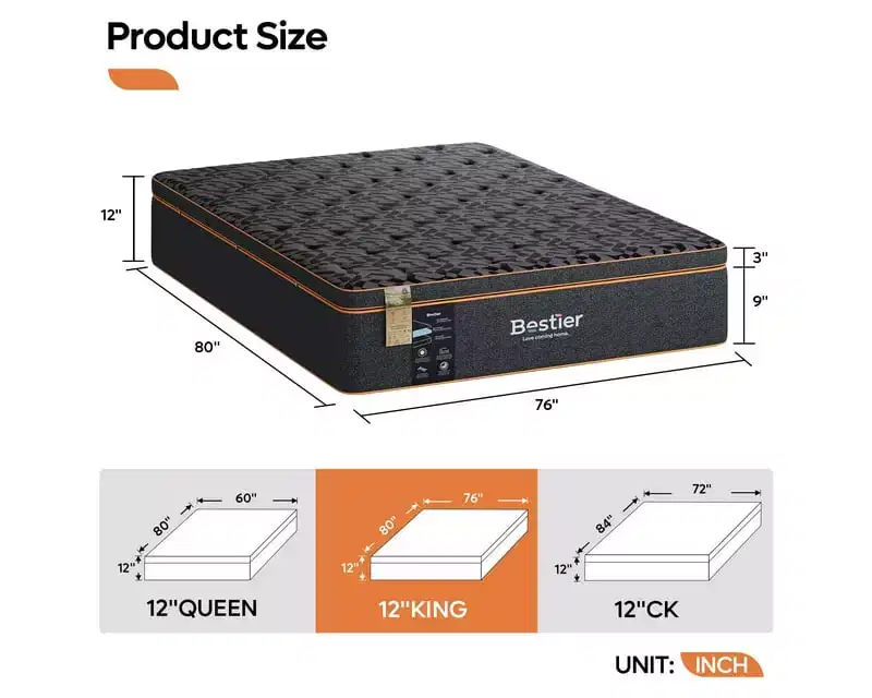 14 Inch Cooling Gel Memory Foam Mattress in a Box with Lumbar Support, CertiPUR-US