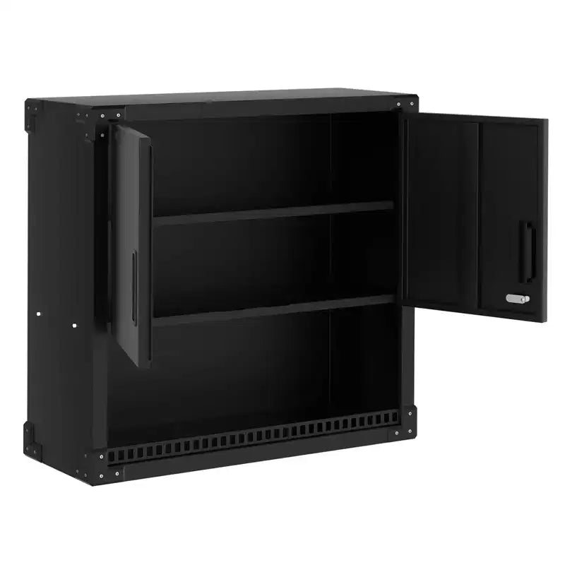 Steel Wall Cabinet with Lock - Heavy Duty Garage Wall Mount Storage Organiser with Shelves, Metal Hanging Cabinet