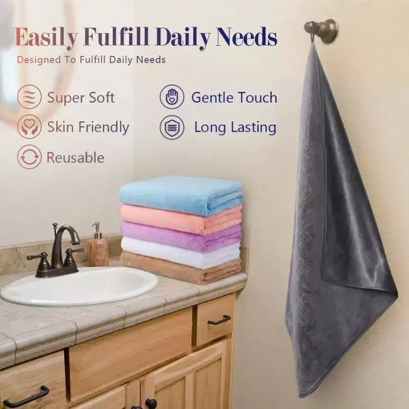 Bath Towels Pack of 6 24x48 - Soft, Absorbent, Quick Dry - Multi - Color