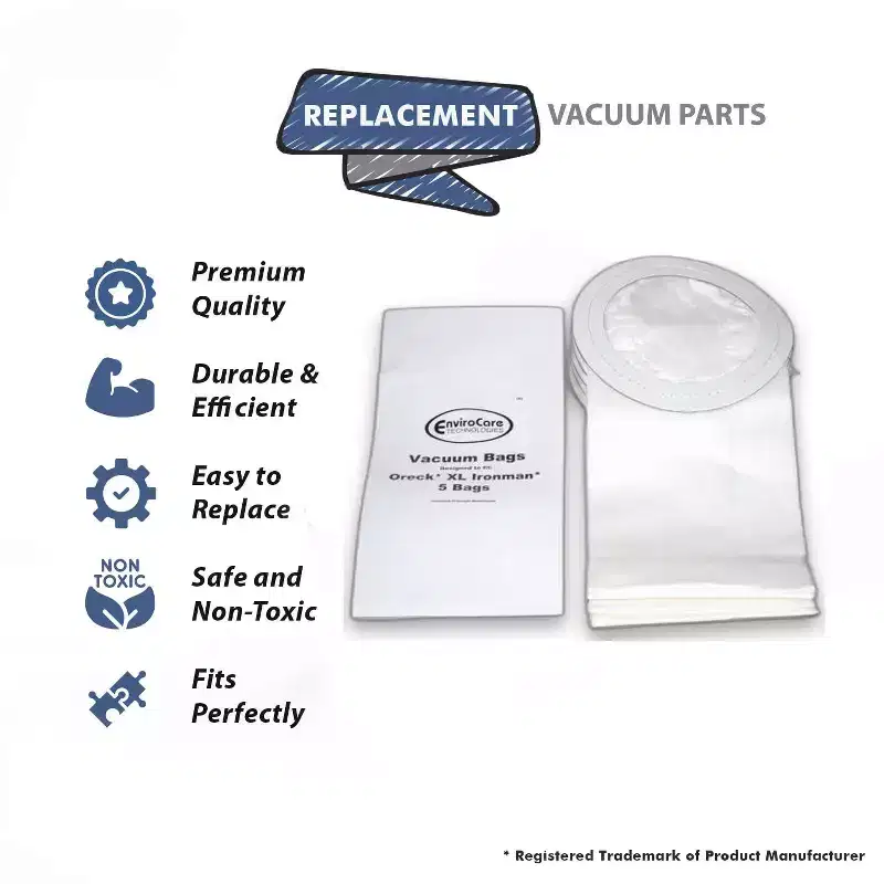 Topvacuumparts Replacement Part For Oreck XL Ironman Compact Canister Vacuum Cleaner Paper Bags 5Pk # Compare to Part PKIM76.5