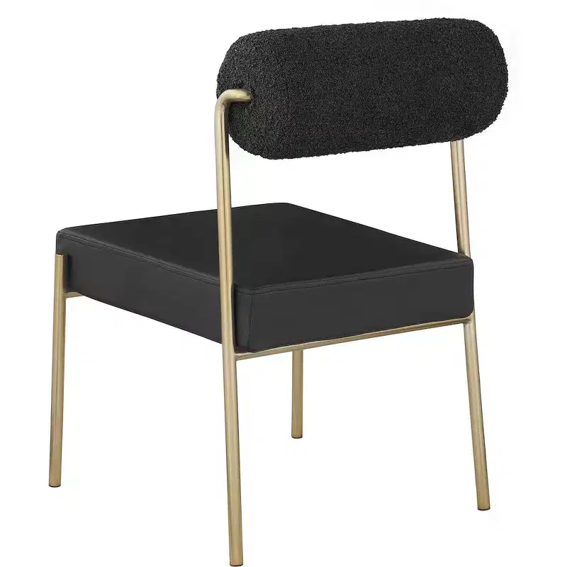 Carly Vegan Leather Seat / Boucle Fabric Back Dining Chair