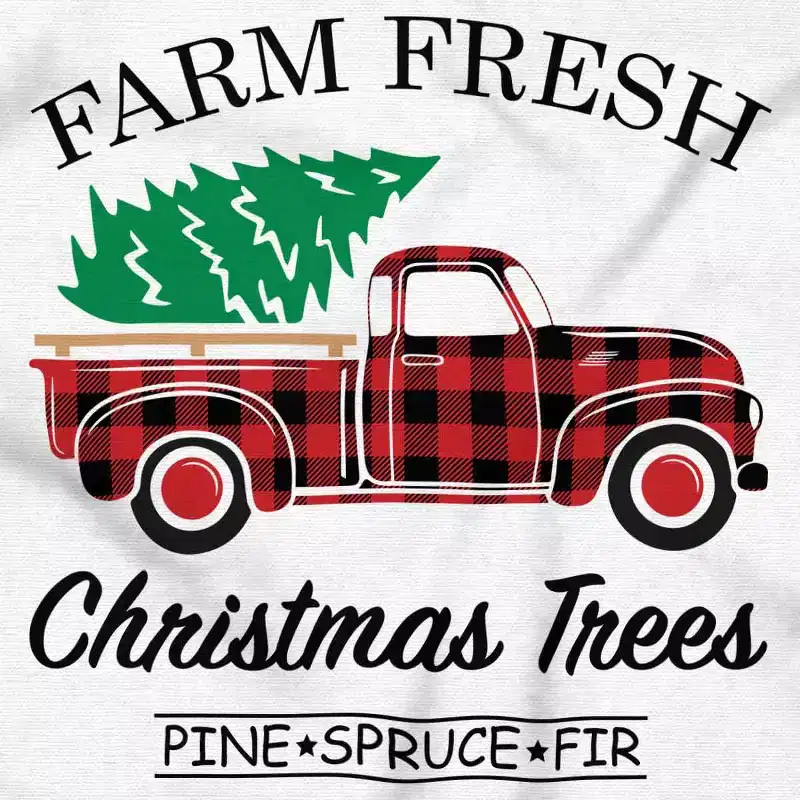 Farm Fresh Christmas Tree Plaid Truck Graphic T Shirt Men or Women Brisco Brands