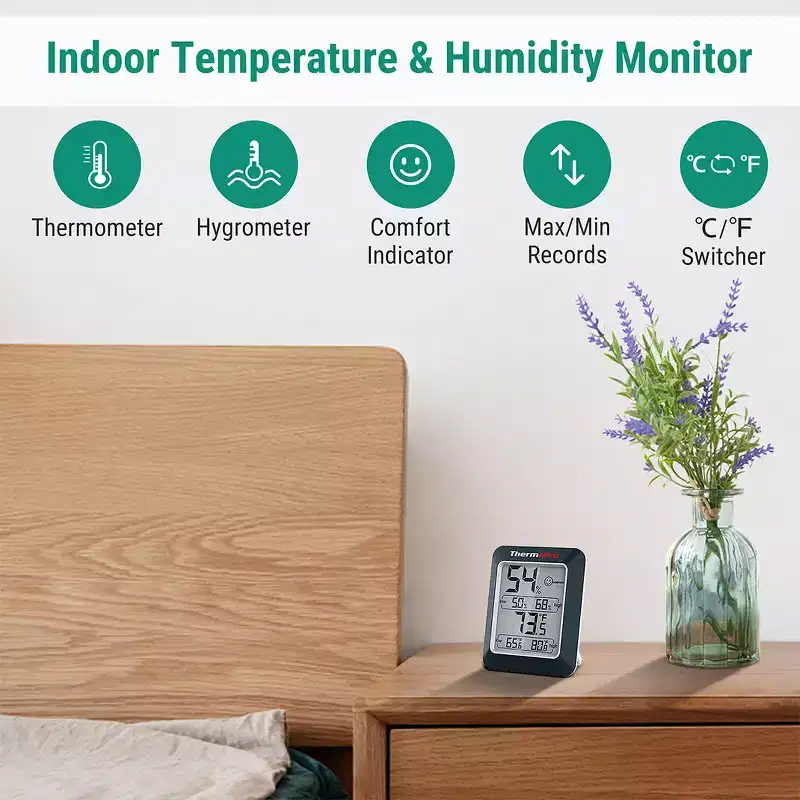 ThermoPro TP50W Digital Hygrometer Indoor Thermometer Room Thermometer and Humidity Gauge with Temperature Humidity Monitor