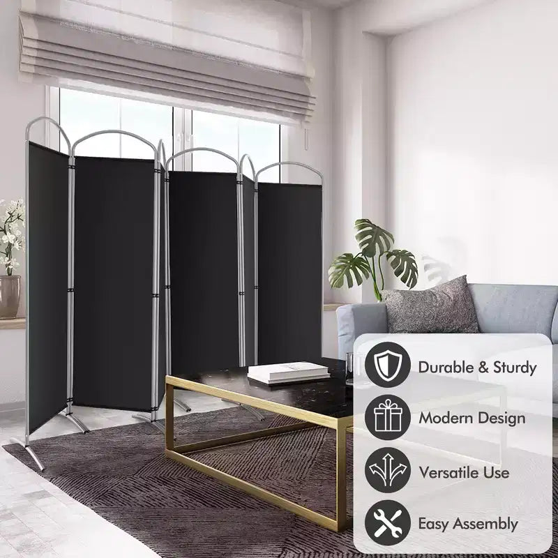 6-Panel Folding Room Divider, 6 Ft Tall Fabric Privacy Screen
