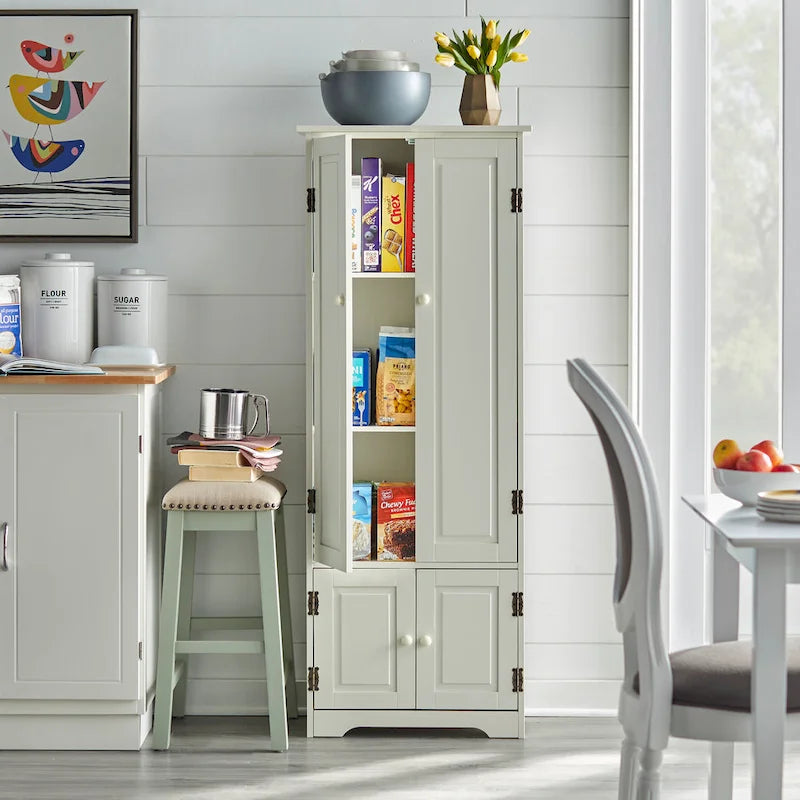 Modern Farmhouse Extra-Tall Storage Cabinet - Freestanding Floor Cabinet for Living Room