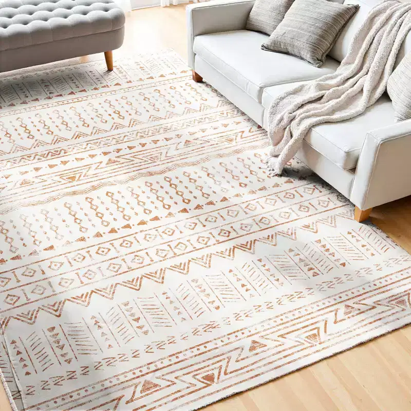 VEVOR Area Rug, 6 x 9 ft Large Washable Rug, Non-Slip and Tear-Resistant Soft Carpet, Pet Friendly Modern Area Rugs, Indoor Mat for Bedroom, Beige