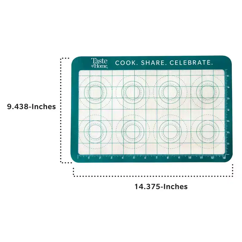 Taste of Home Small Silicone Baking Mat: Nonstick Cookie Sheet, Dishwasher-Safe, Green, 17"x12"