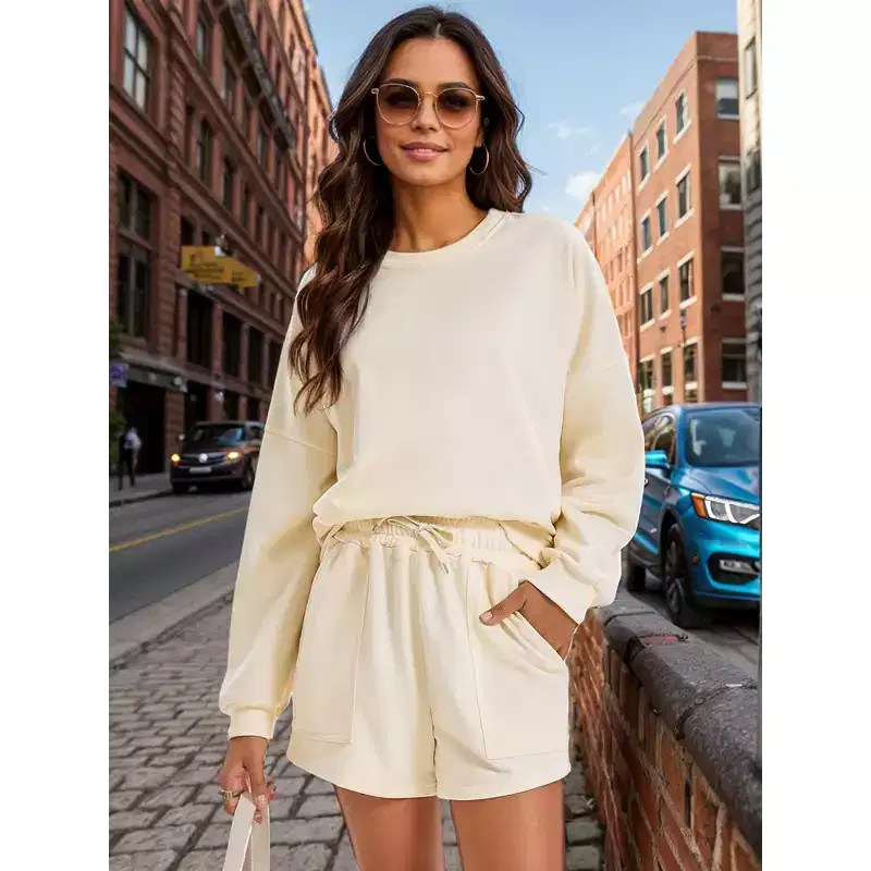 ATHLECHIC Women's Outfits Batwing Sleeve Oversized Sweatsuit Casual Fall Tracksuit Short 2 Pieces Sets